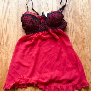 Linea Donatella sexy red lace babydoll bra slip S